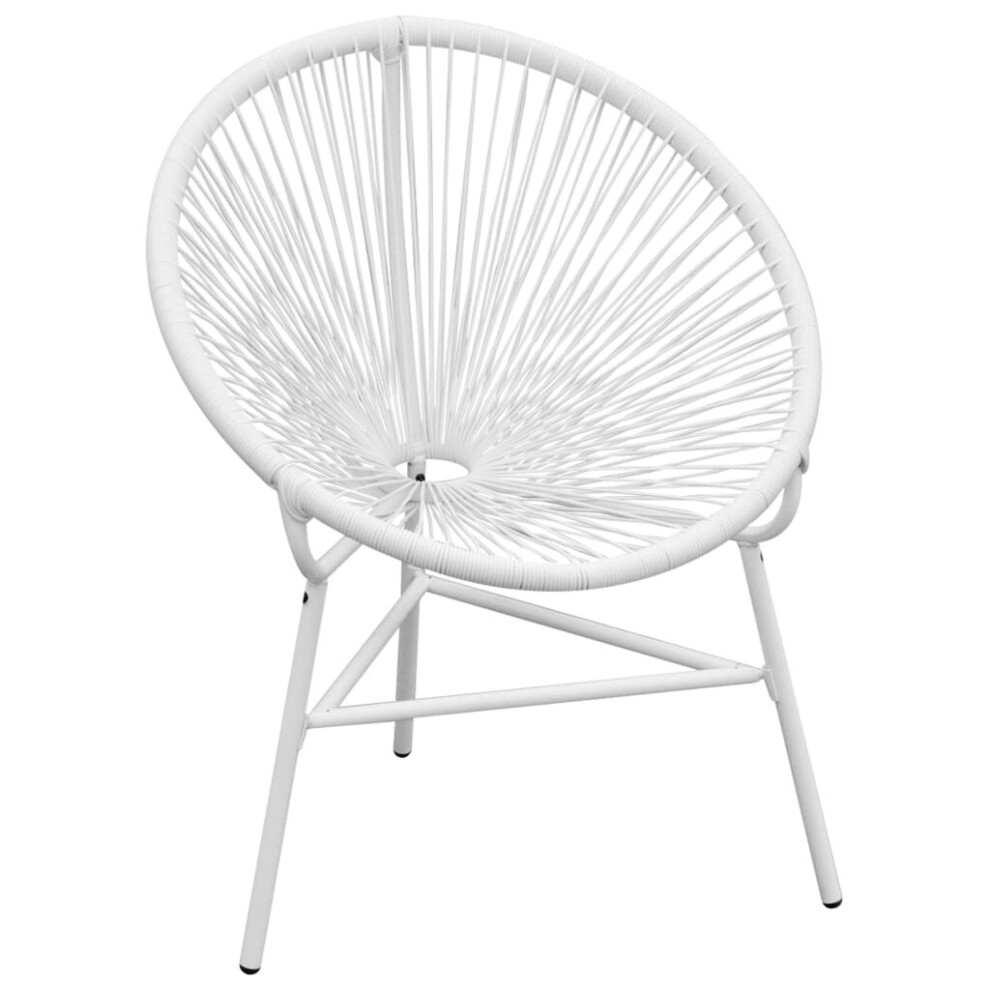 vidaXL Garden String Moon Chair Poly Rattan White Lounge Seat Garden Armchair