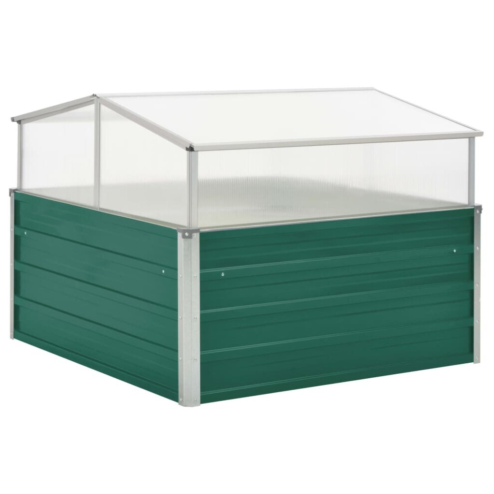 vidaXL Greenhouse Galvanised Steel Green 100x100x77cm Greenhouse Planters