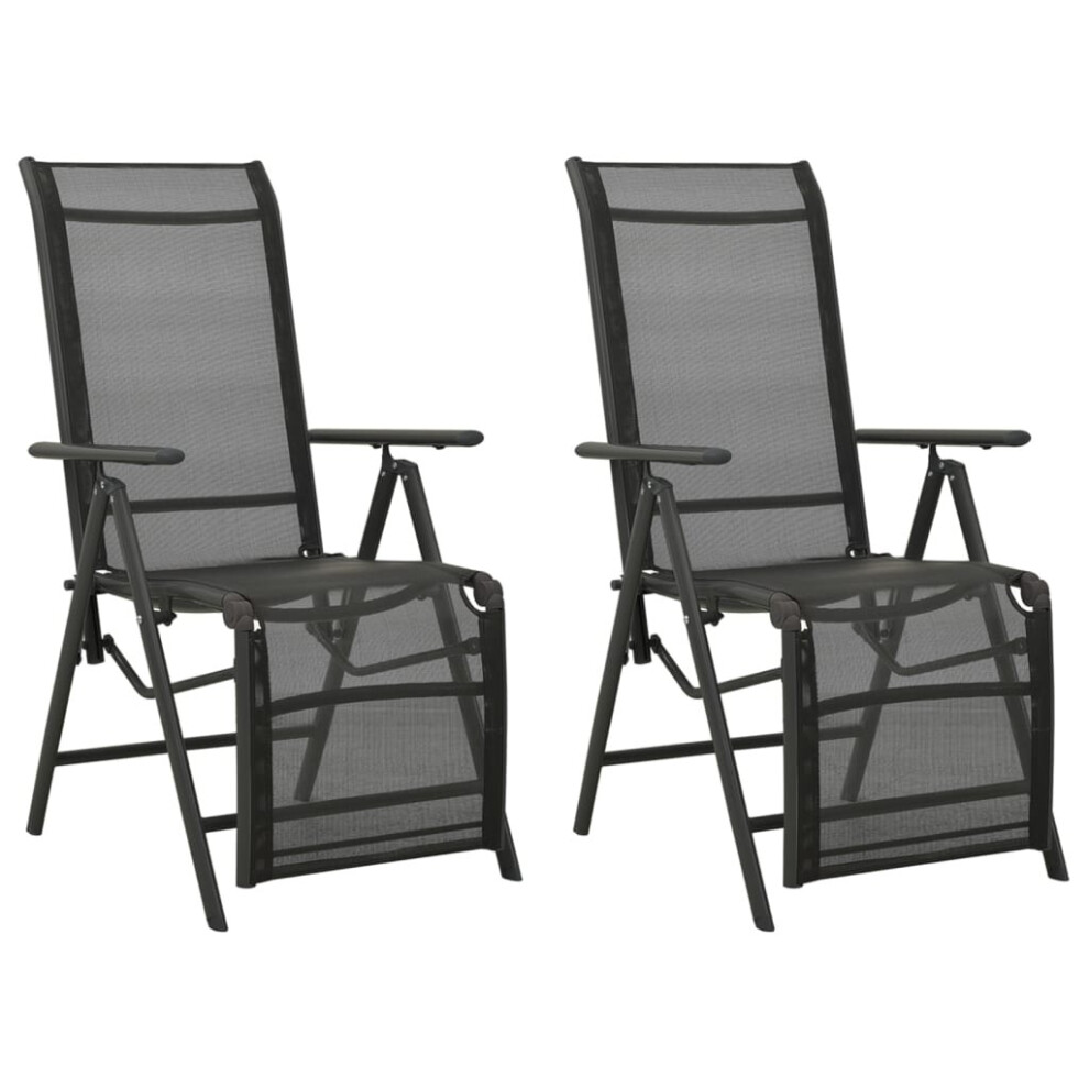 Vidaxl 2X Reclining Garden Chairs Textilene And Aluminium Black Furniture
