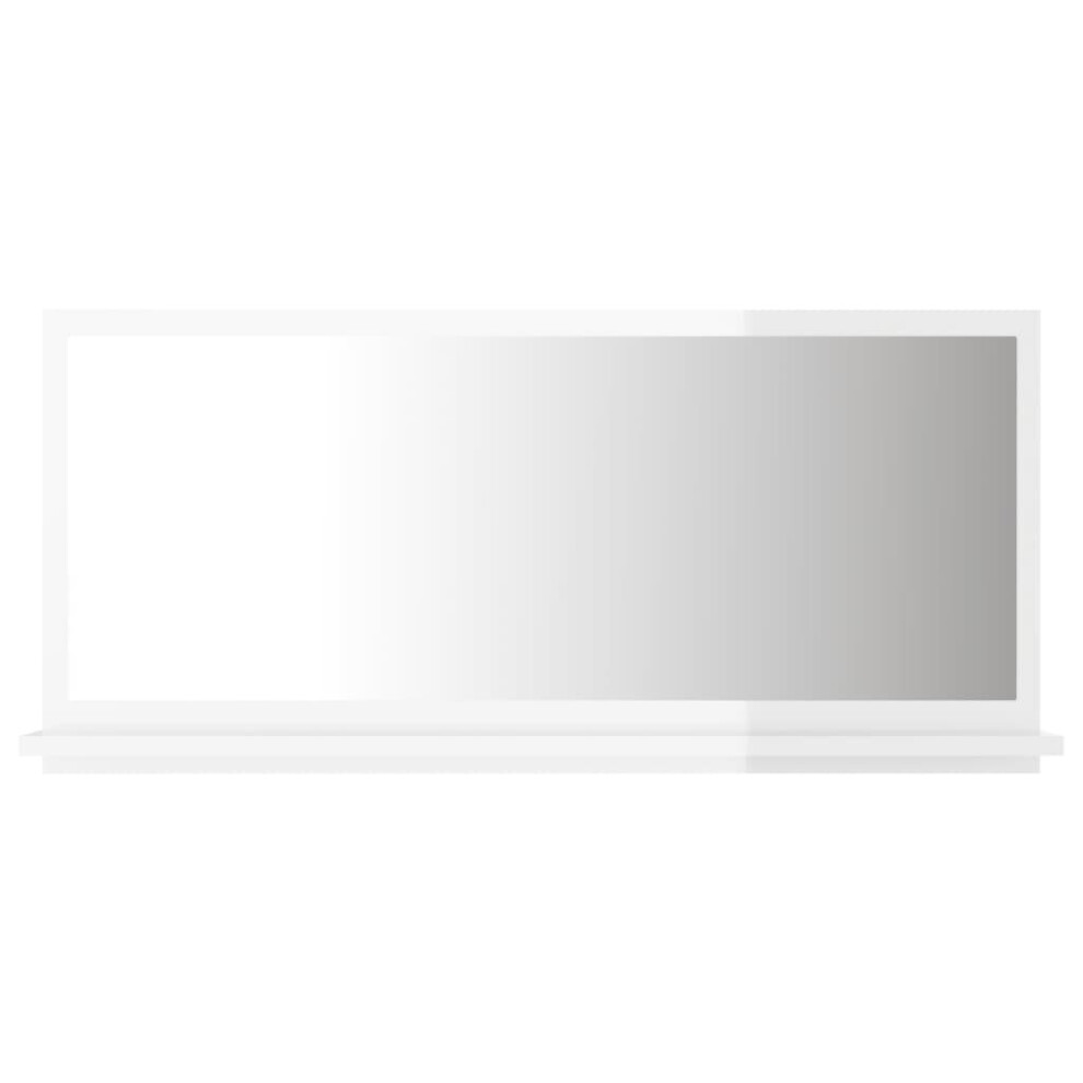 vidaXL Bathroom Mirror High Gloss White Engineered Wood Home Washroom Mirror