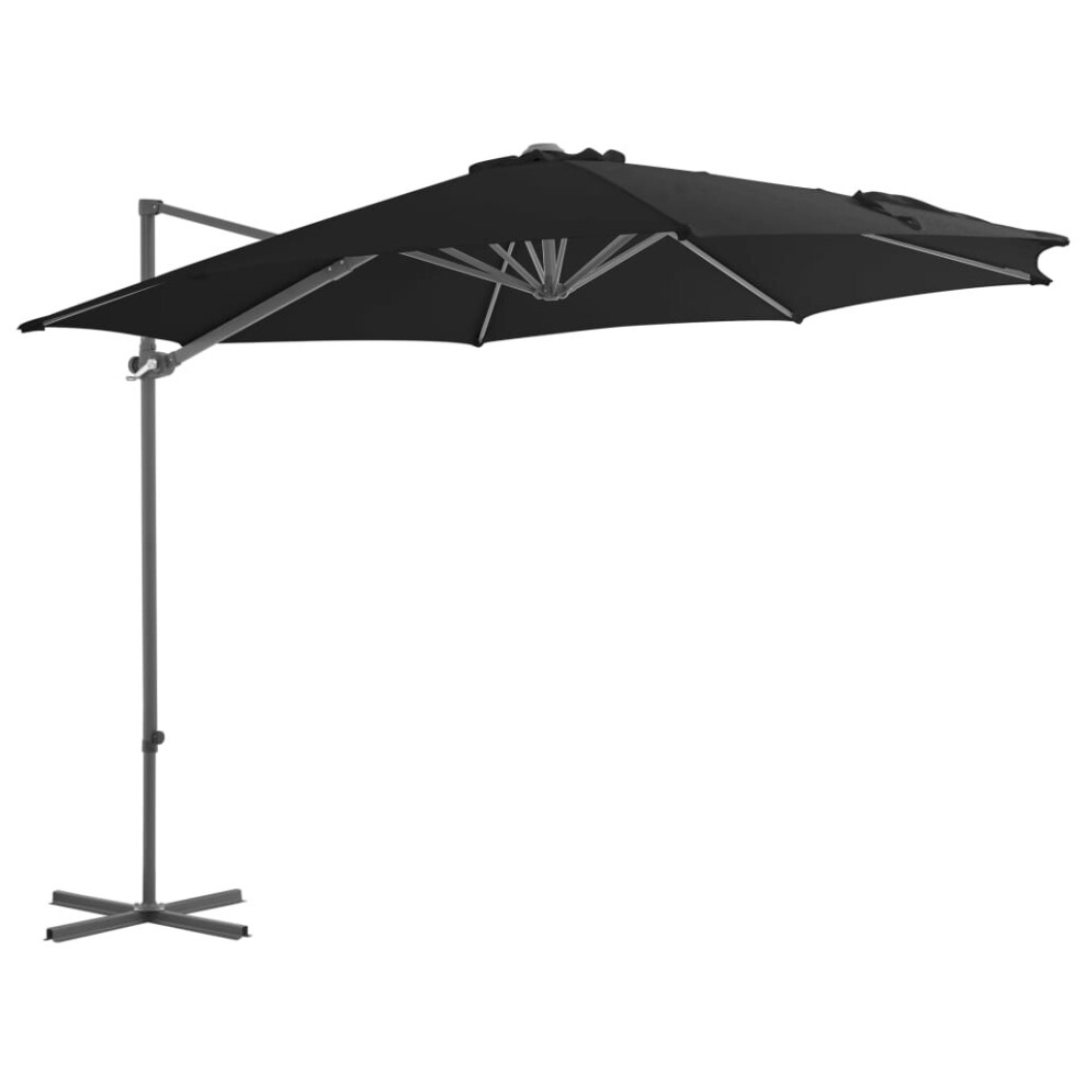 vidaXL Cantilever Umbrella with Steel Pole Black Outdoor Patio Garden Parasol