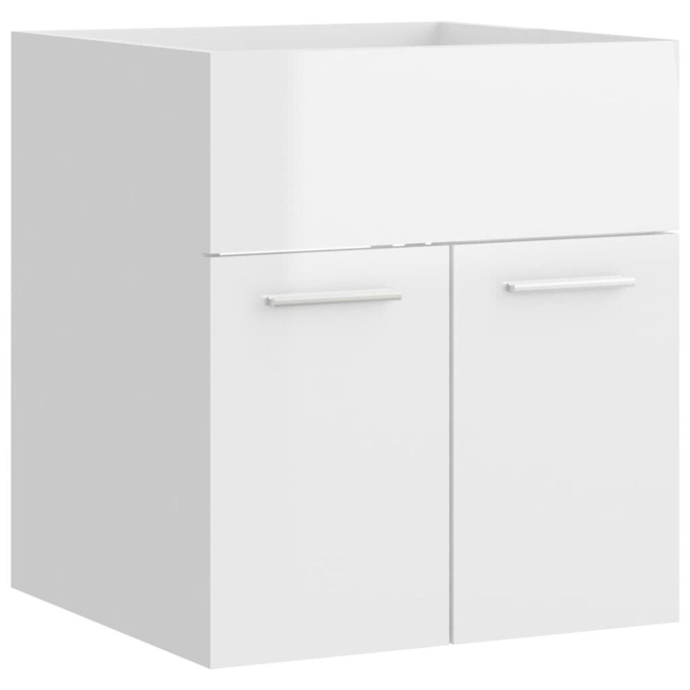 vidaXL Sink Cabinet High Gloss White Engineered Wood Storage Cupboard Rack