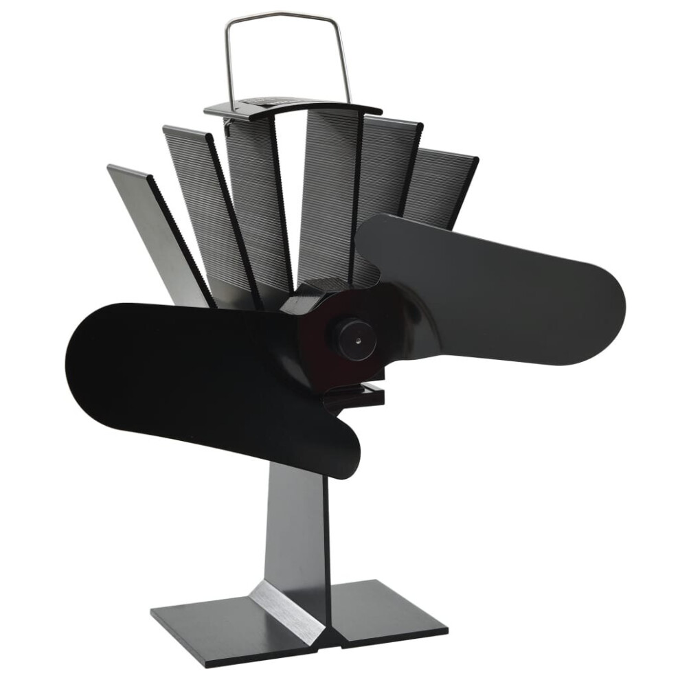 vidaXL Heat Powered Stove Fan 2 Blades Black Wood Log Burner Fireplace Fan