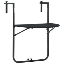 vidaXL Hanging Balcony Table Black 60x64x83.5cm Plastic Rattan Look Stand