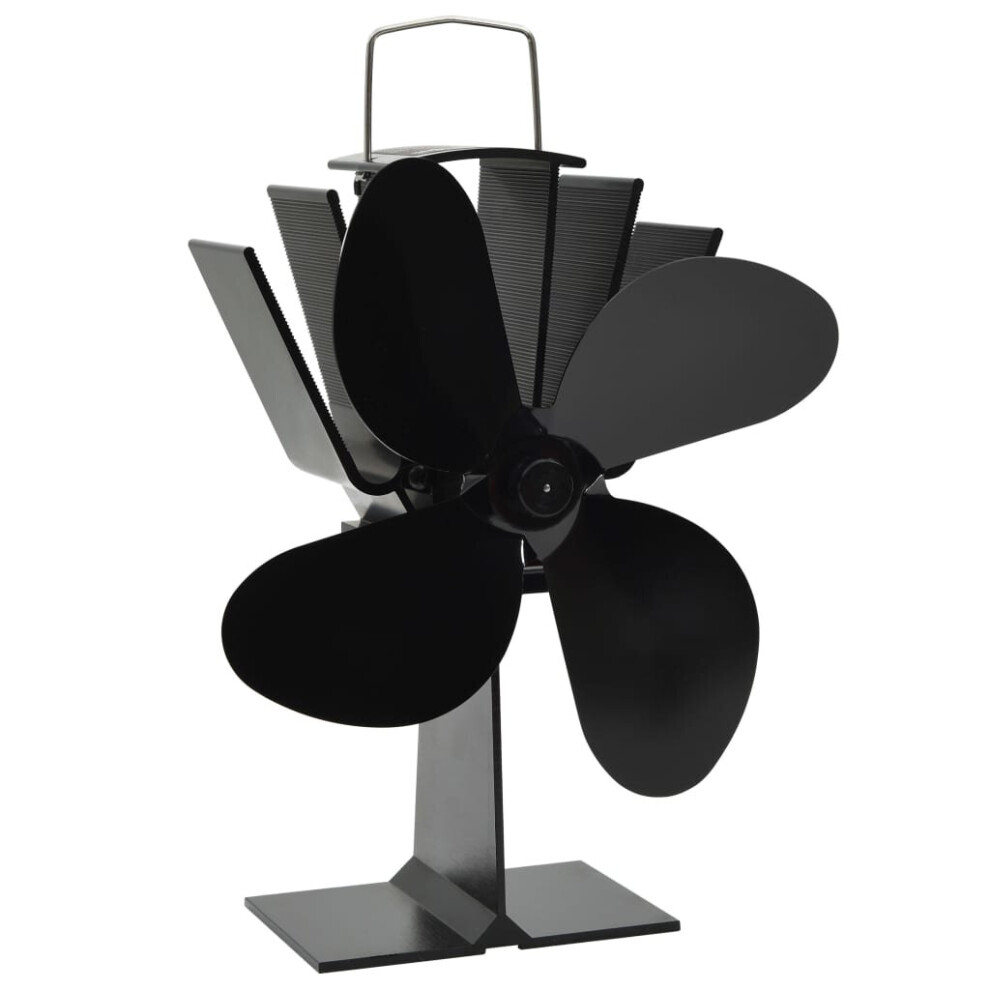 vidaXL Heat Powered Stove Fan 4 Blades Black Wood Log Burner Fireplace Fan