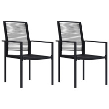 vidaXL 2x Garden Chairs PVC Rattan Black Wicker Direct Armchair Outdoor Patio