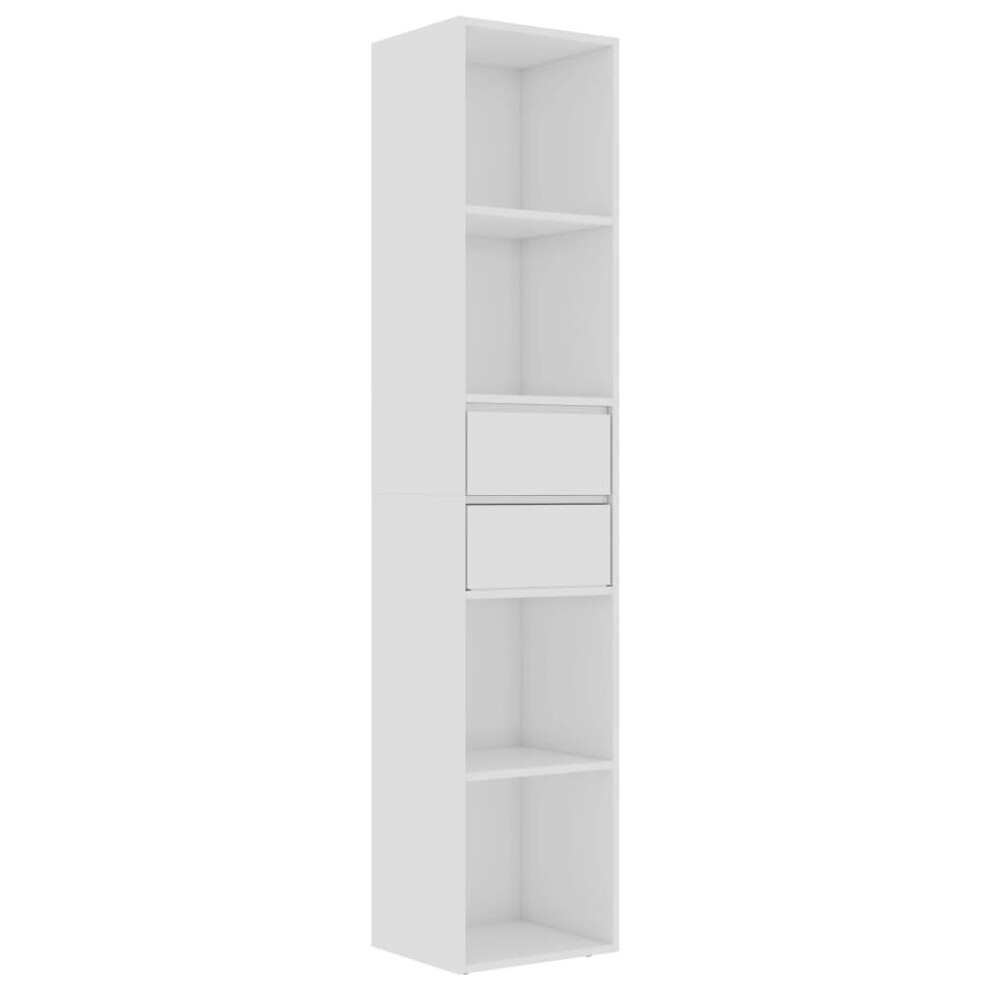 vidaXL Book Cabinet High Gloss White Engineered Wood Indoor Standing Shelf