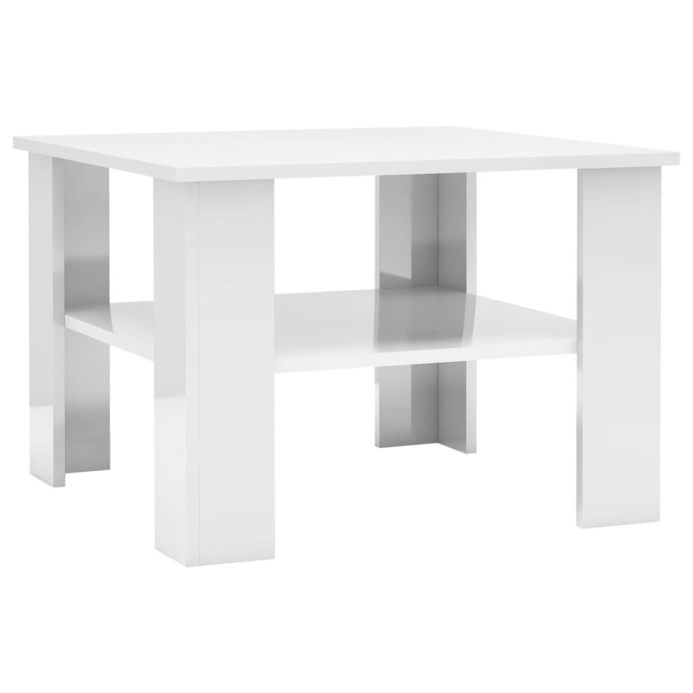 vidaXL Coffee Table High Gloss White Engineered Wood Dining Telephone Table