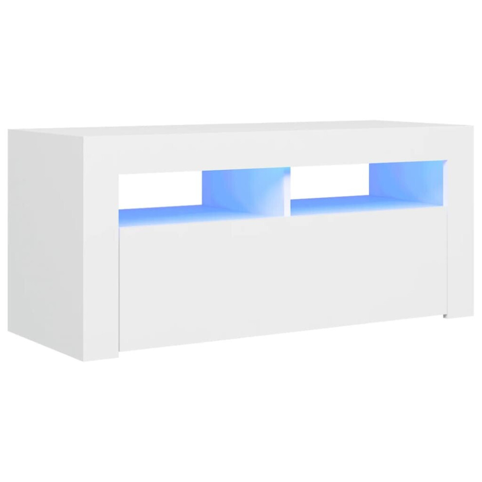 vidaXL TV Cabinet With LED Lights White Hifi Stand Desk TV Unit Hifi Cabinet