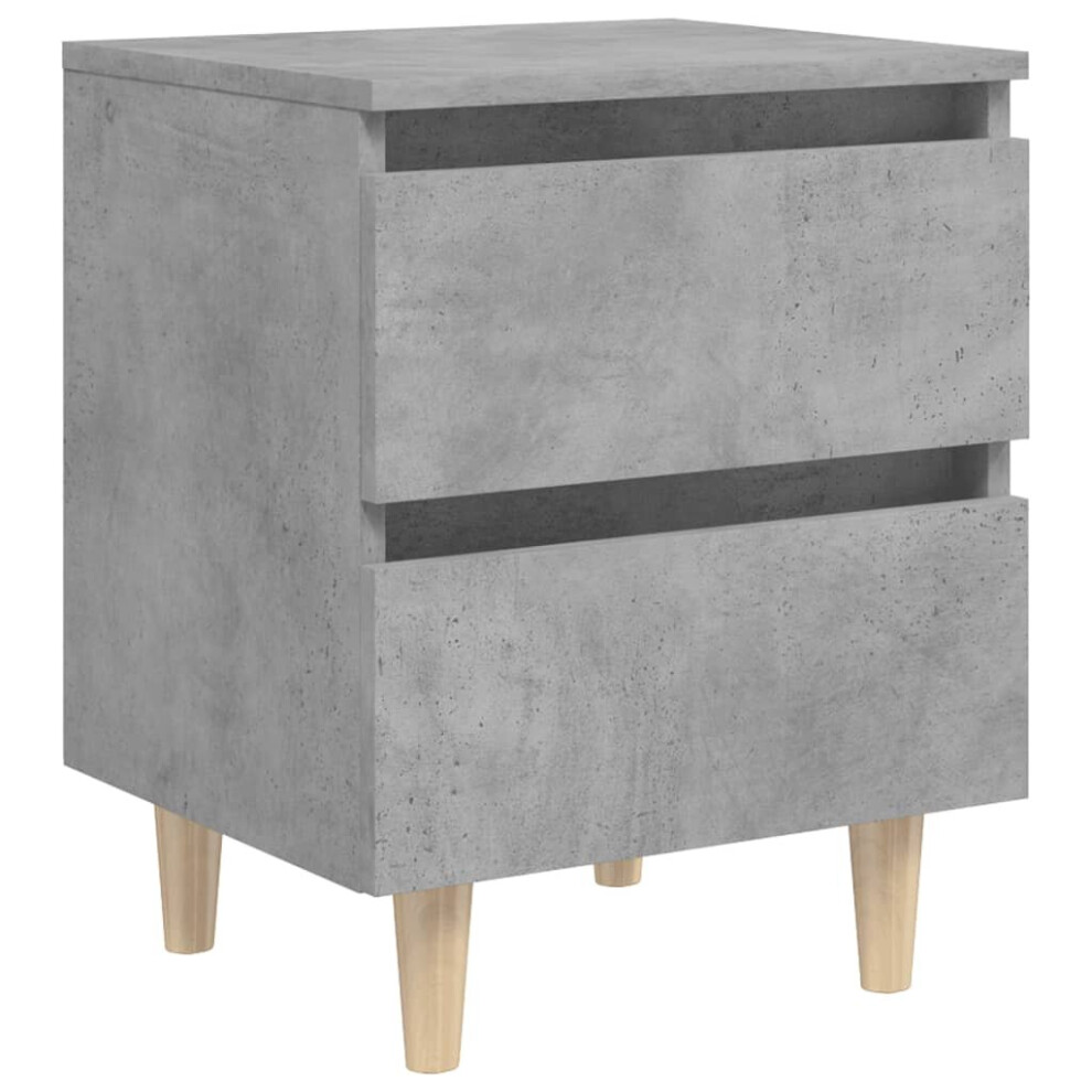 vidaXL Bed Cabinet with Solid Pinewood Legs Concrete Grey Bedroom Nightstand