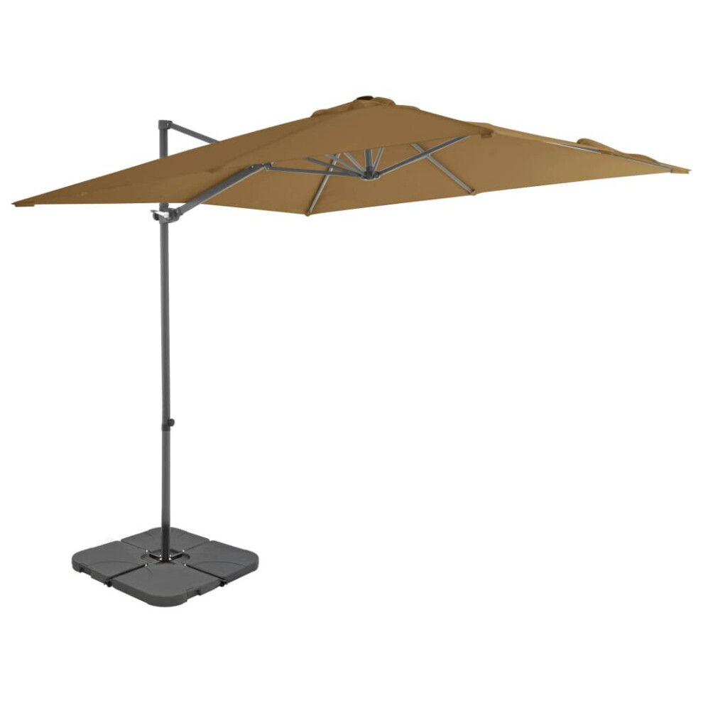 vidaXL Garden Parasol with Portable Base Patio Sunshade Outdoor Umbrella Taupe