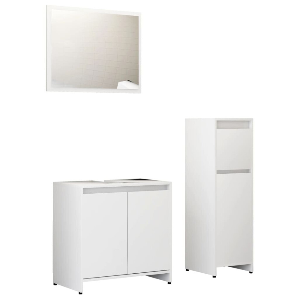 vidaXL Bathroom Furniture Set 3 Piece White Engineered Wood Washroom Cabinet