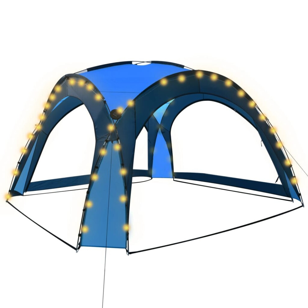 Vidaxl Party Tent With Led And 4 Sidewalls Blue Garden Camping Canopy Gazebo