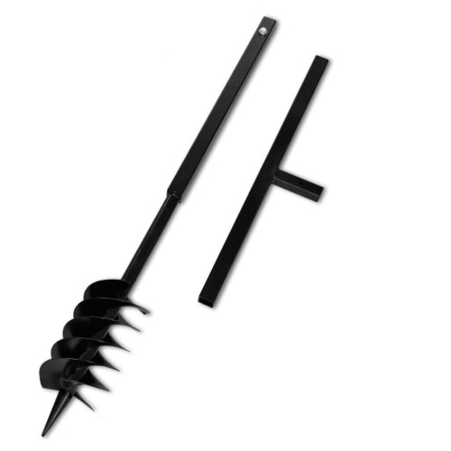vidaXL Ground Drill with Handle Auger Bit 120mm 2 Spirals Steel Black Digger