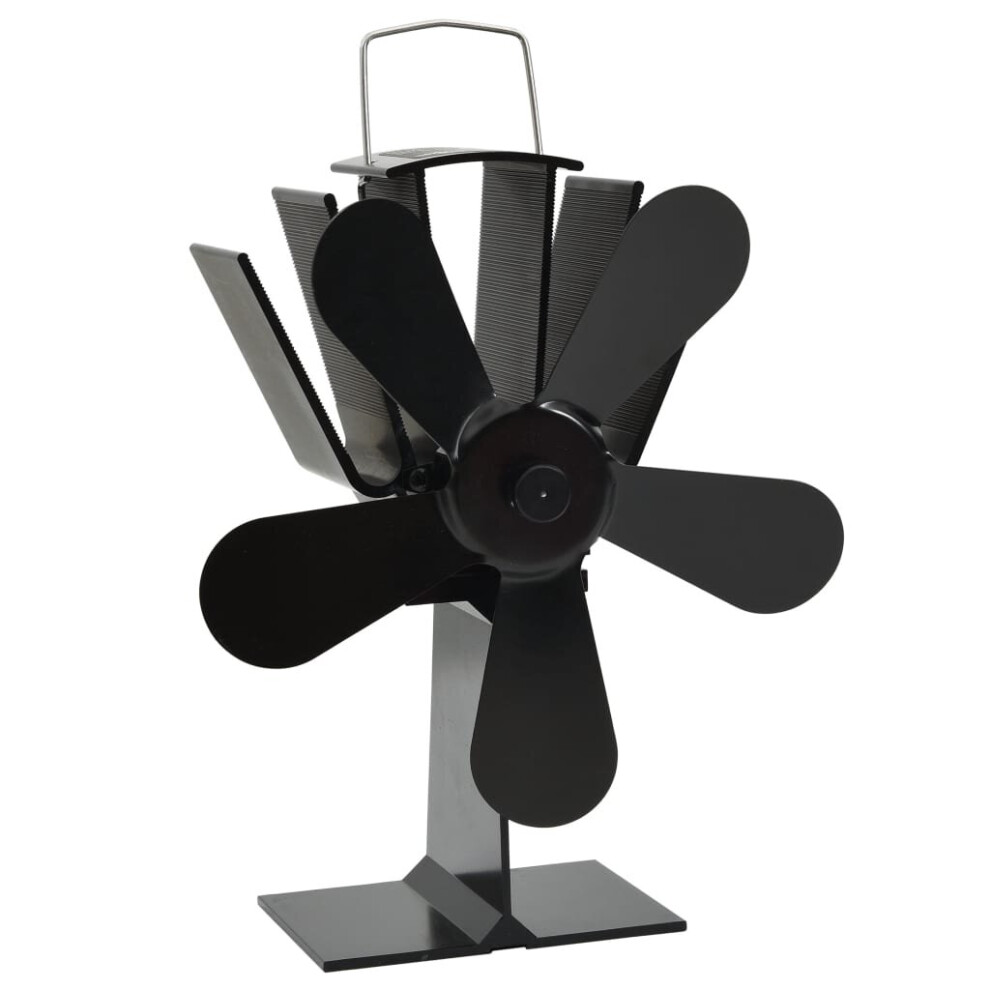 vidaXL Heat Powered Stove Fan 5 Blades Black Wood Log Burner Fireplace Fan