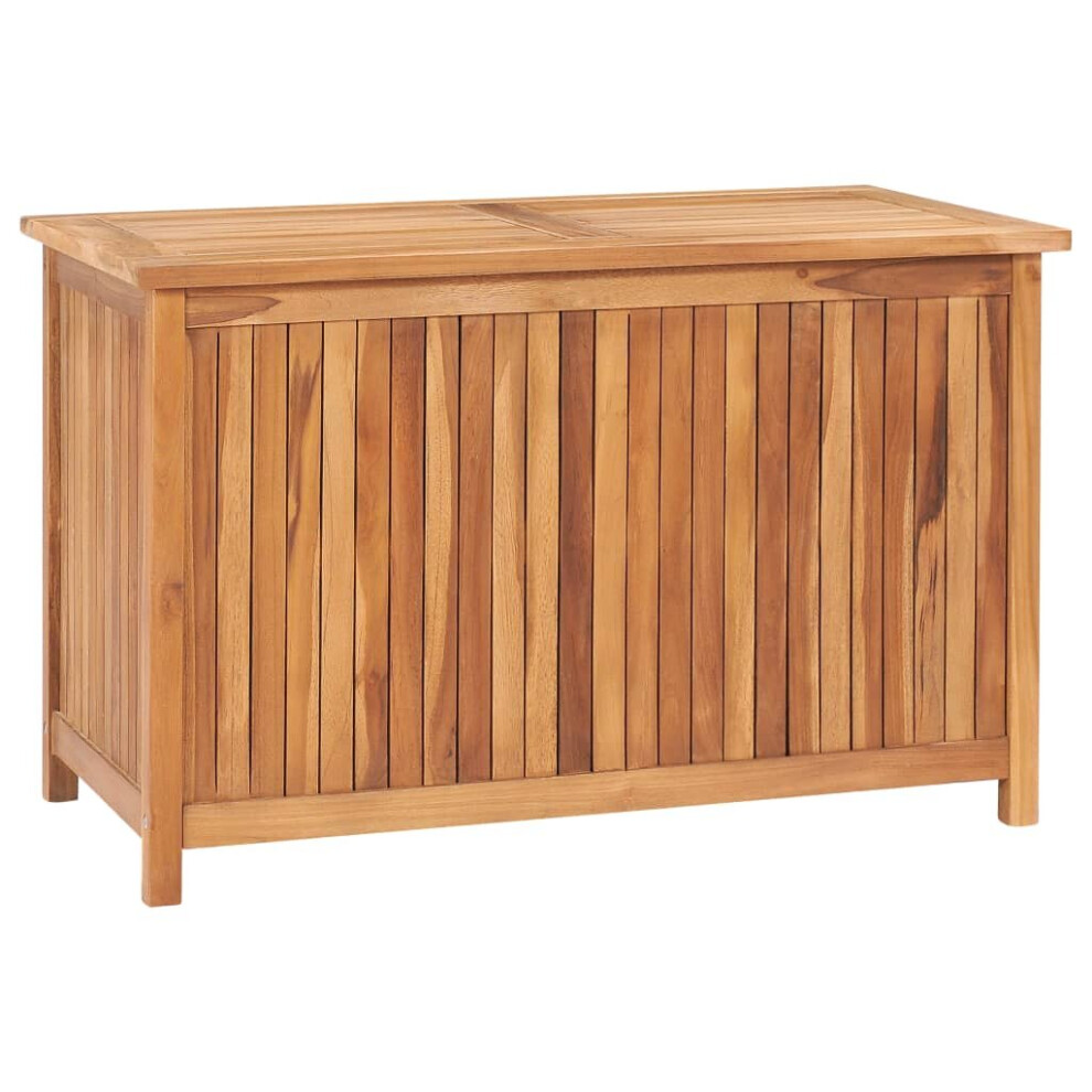 vidaXL Solid Teak Wood Garden Storage Box Wooden Outdoor Blanket Pillow Chest