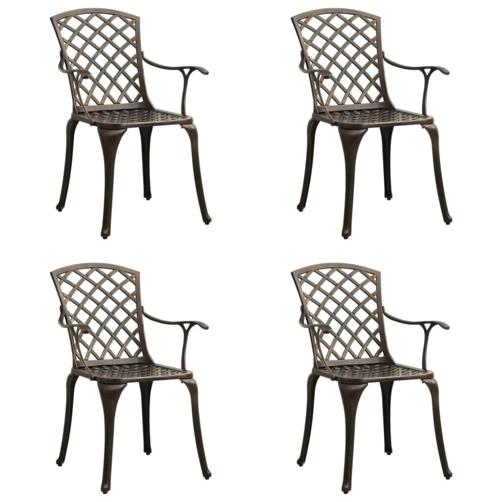 vidaXL 4x Garden Chairs Cast Aluminium Bronze Outdoor Patio Dinner Seating
