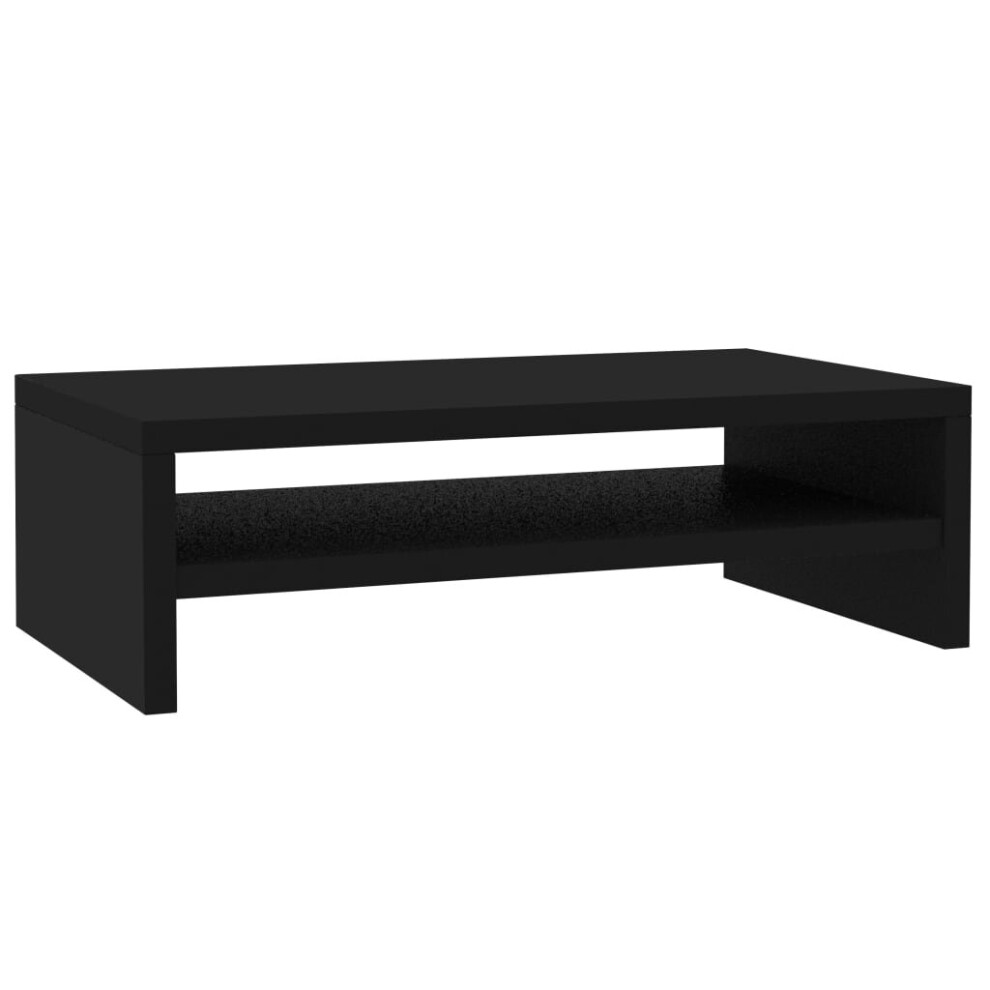 vidaXL Monitor Stand with a Storage Shelf Black Engineered Wood Screen Stand