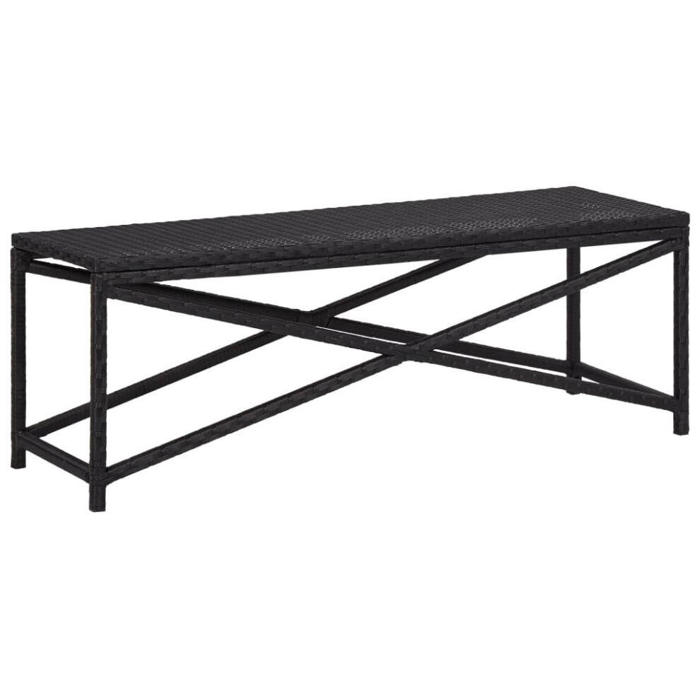 vidaXL Garden Bench Poly Rattan Black 120cm Outdoor Garden Patio Rattan Bench