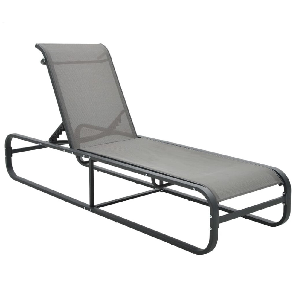 Vidaxl Sun Lounger Aluminium And Textilene Outdoor Furniture Garden Seating