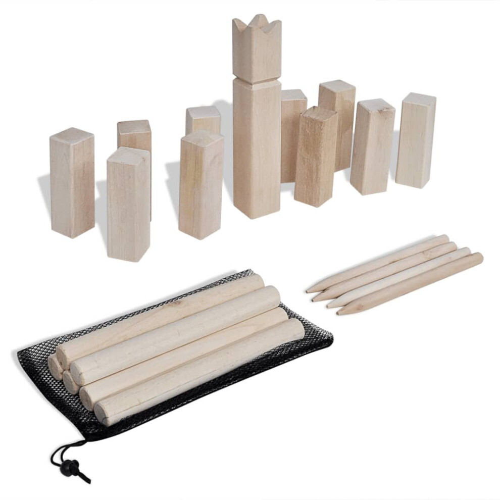Wooden Kubb Game Set Outdoor Lawn Garden  Family Game Blocks and Batons