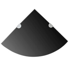 vidaXL Corner Shelf with Chrome Supports Glass Black 35x35 cm Floating Display