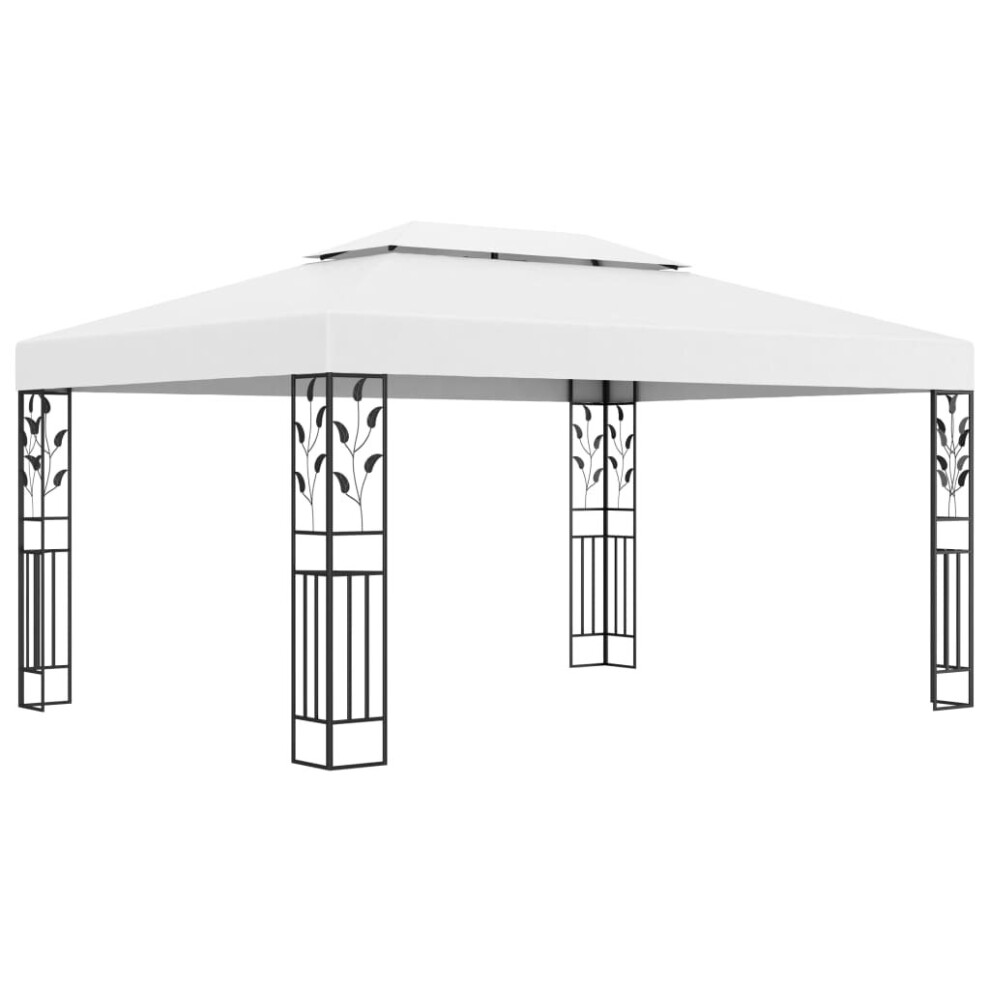 vidaXL Gazebo with Double Roof White Outdoor Canopy Shelter Party Tent Awning