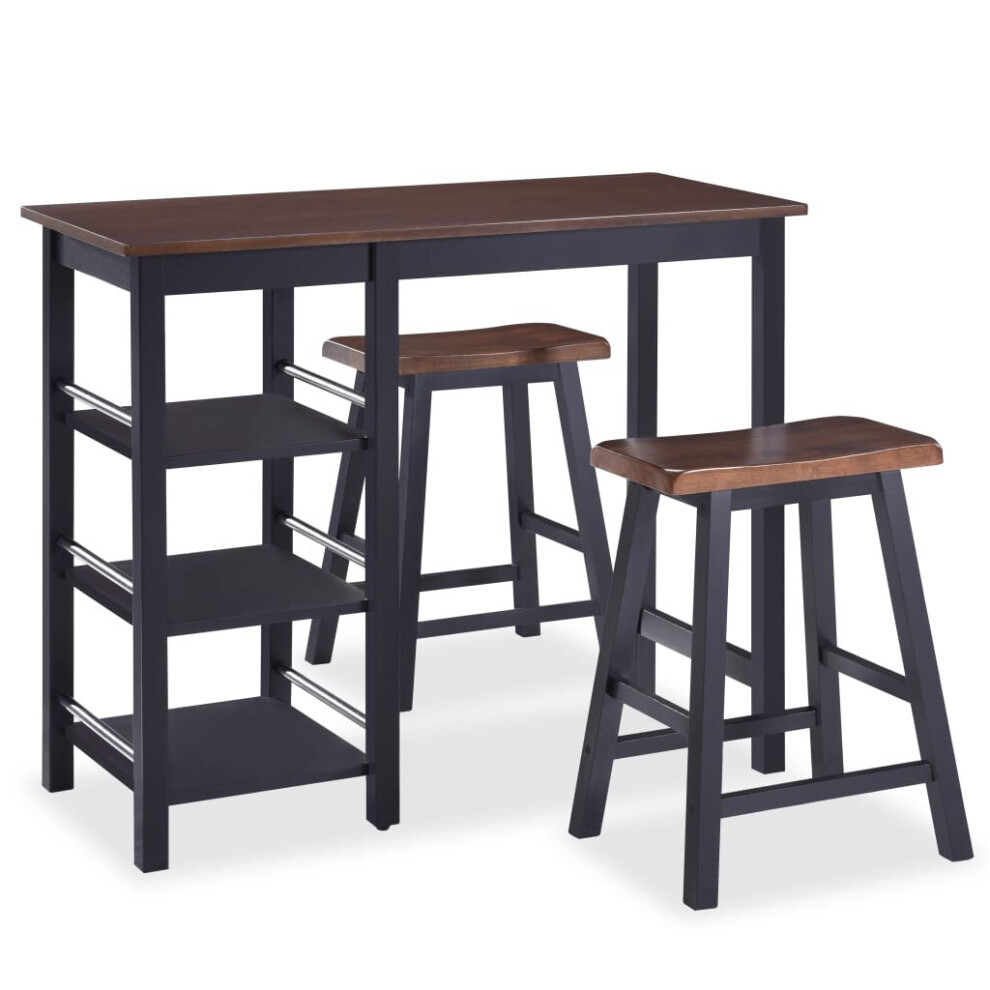 vidaXL Bar Set 3 Piece MDF Black Home Kitchen Dining Furniture Table Stools