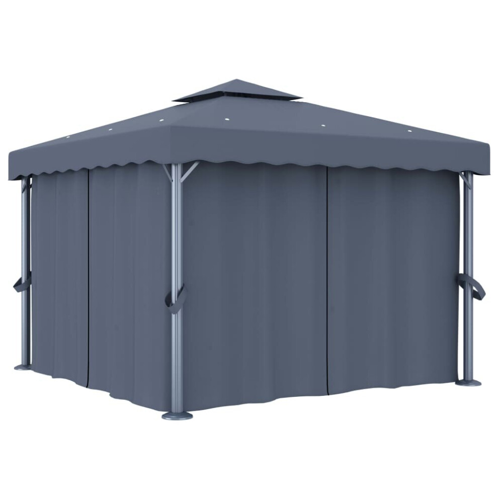 vidaXL Gazebo with Curtain 3x3m Anthracite Aluminium Canopy Marquee Pavilion