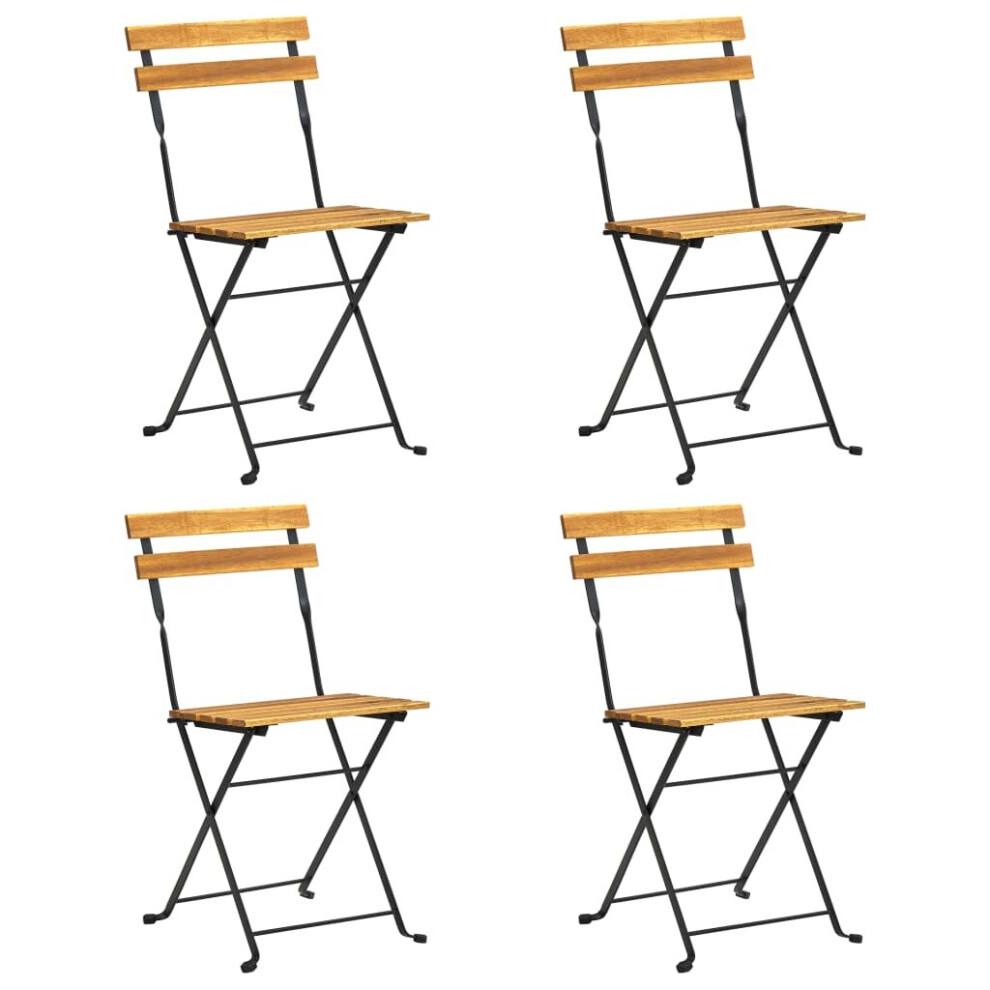 Vidaxl 4X Solid Acacia Wood Folding Bistro Chair Outdoor Garden Patio Seat