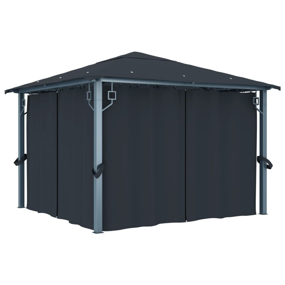 vidaXL Gazebo with Curtain 300x300cm Anthracite Aluminium Party Canopy Shelter
