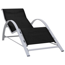 vidaXL Sunlounger Textilene and Aluminium Black Outdoor Lounger Camping Bed