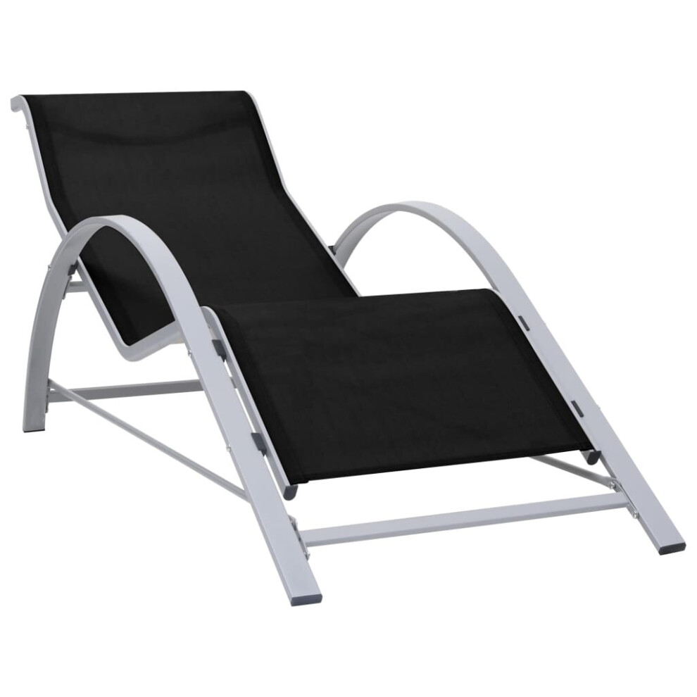 Vidaxl Sunlounger Textilene And Aluminium Black Outdoor Lounger Camping Bed