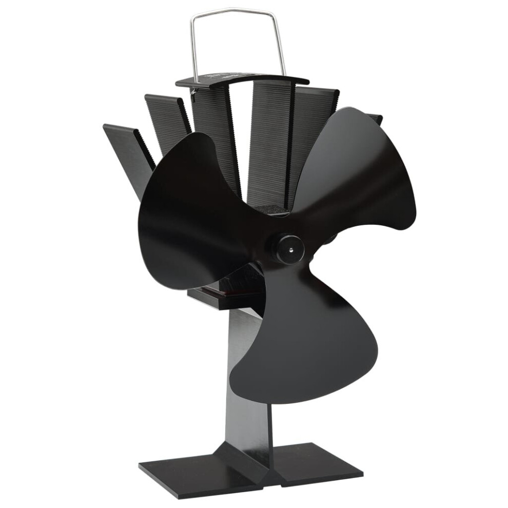 vidaXL Heat Powered Stove Fan 3 Blades Black Wood Log Burner Fireplace Fan