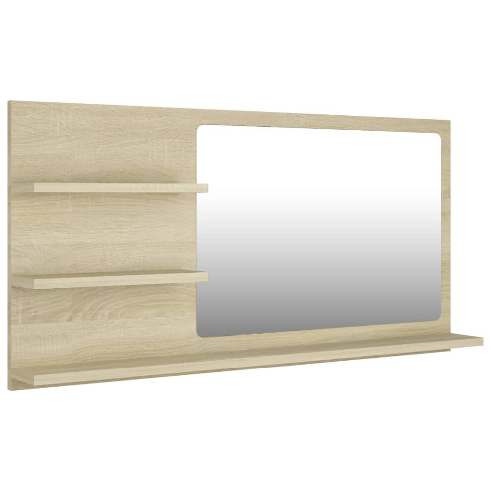 vidaXL Bathroom Mirror Sonoma Oak Engineered Wood Washroom Mirror Furniture