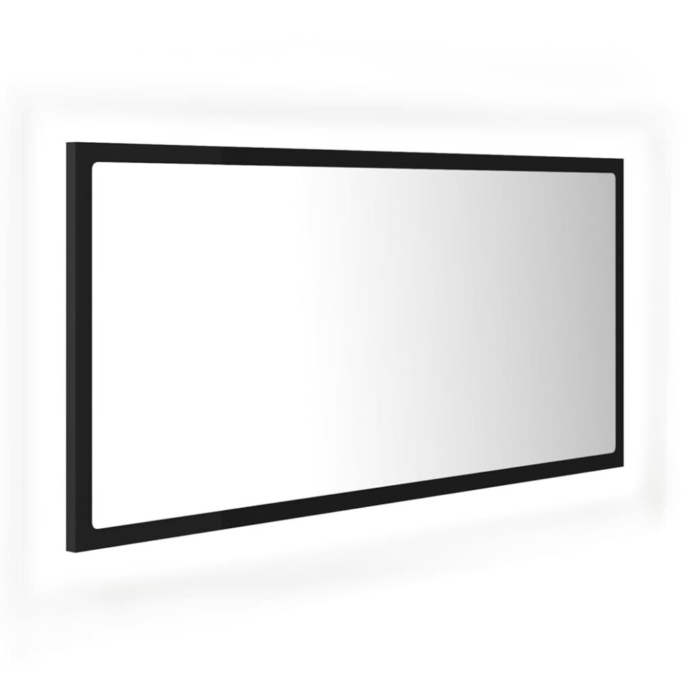 vidaXL LED Bathroom Mirror Black 90x8.5x37 cm Acrylic Washroom Wall Mirror