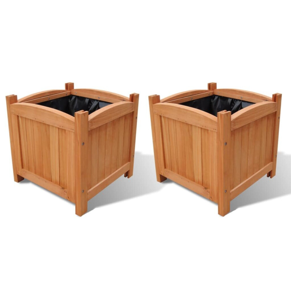 vidaXL Wooden Raised Bed Set of 2 Garden Planter Plant Pot Patio Flower Pot