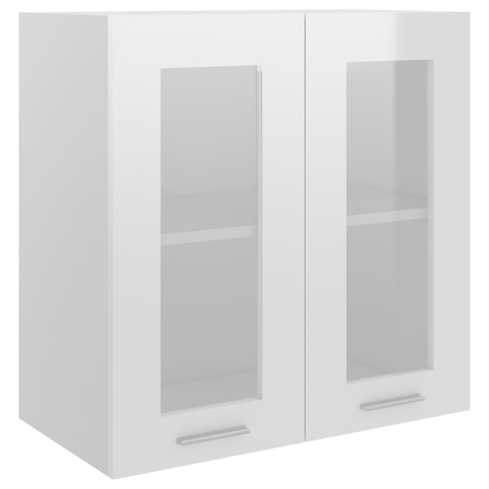 vidaXL Home Cabinet High Gloss White Engineered Wood Home Storage Organiser