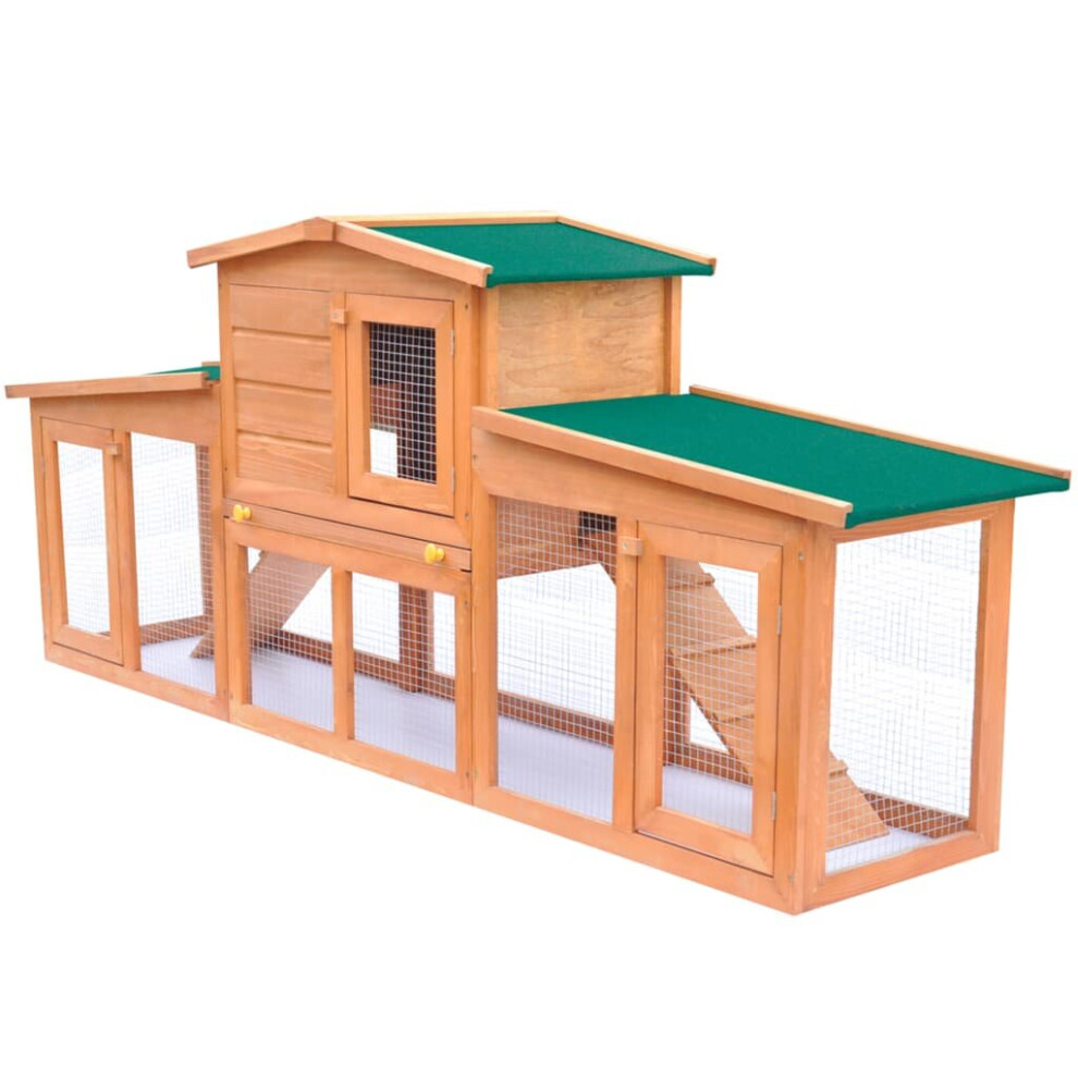 Vidaxl Large Rabbit Hutch Small Animal House Pet Cage With Roofs Wood Habitat