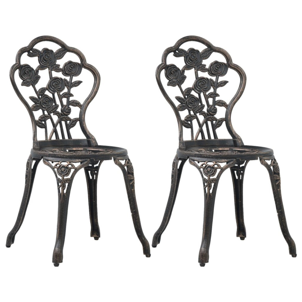 Vidaxl 2X Bistro Chairs Cast Aluminium Outdoor Garden Dining Chair Bronze
