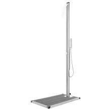 vidaXL Garden Shower with Grey Base 225 cm Stainless Stee lBath Accessory
