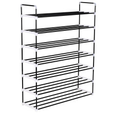 vidaXL Shoe Rack with 7 Shelves Metal and Plastic Black Stand Organiser Unit
