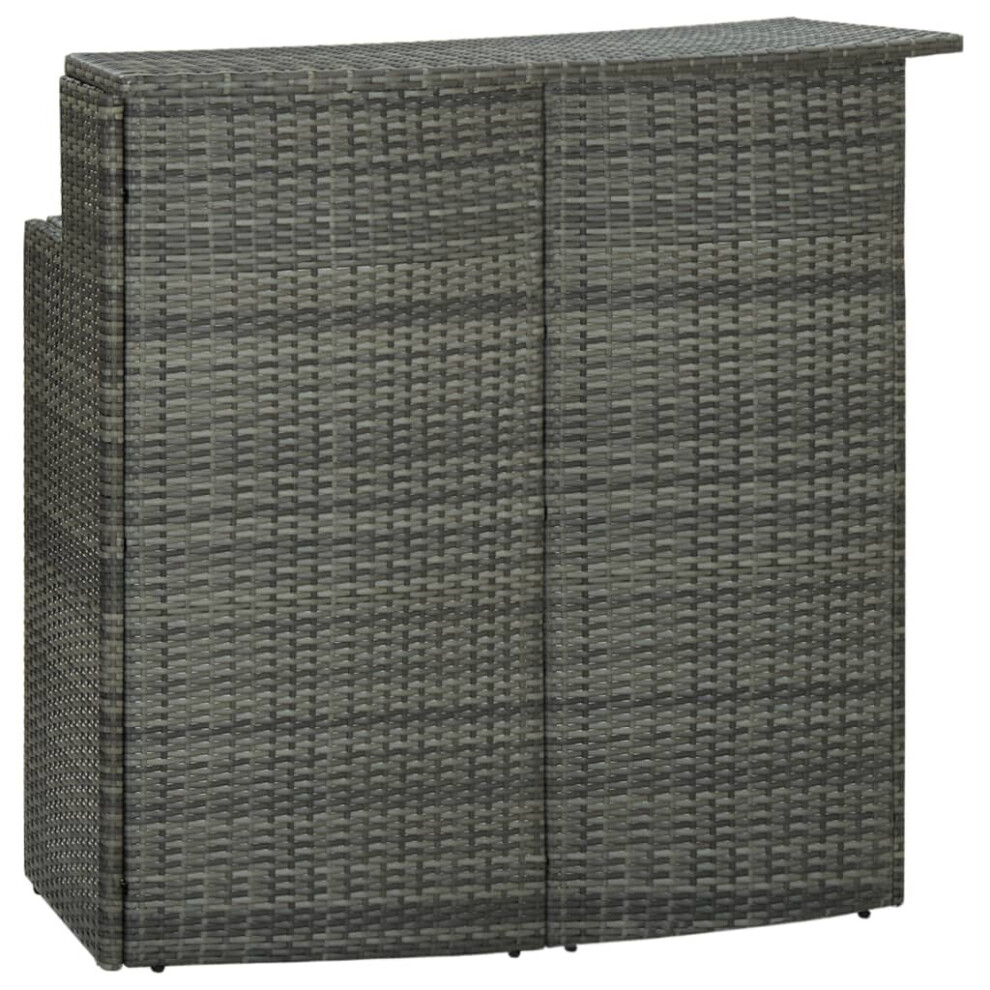 Vidaxl Garden Bar Table Grey Poly Rattan Outdoor Furniture Pub Counter Desk
