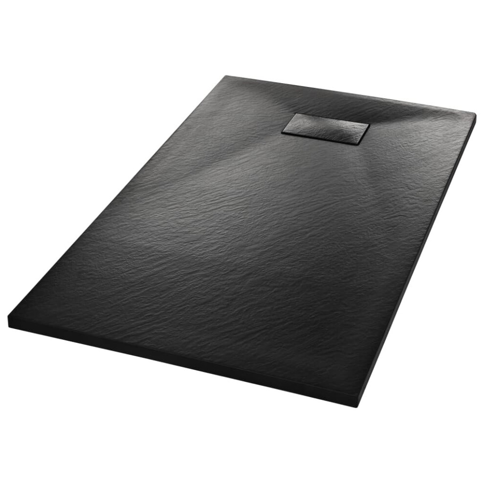 vidaXL Shower Base Tray SMC Black 120x70cm Rectangle Bathroom Shower Receptor