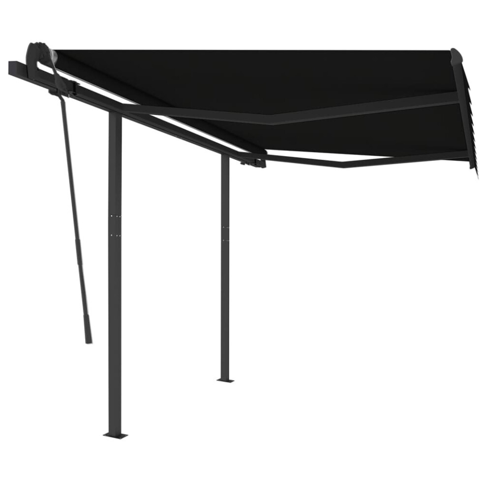 vidaXL Manual Retractable Awning with Posts 3.5x2.5 m Anthracite Garden Patio