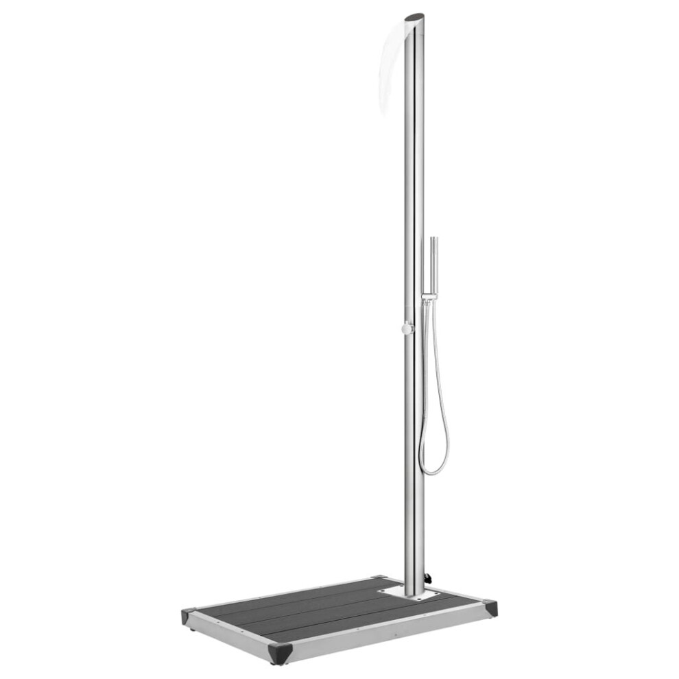 vidaXL Garden Shower with Grey Base 225 cm Stainless Steel Outdoor Bath Tool