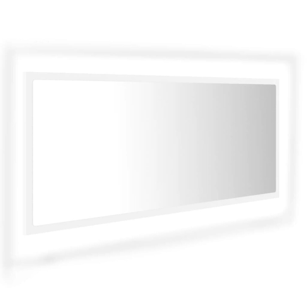 vidaXL LED Bathroom Mirror White 100x8.5x37 cm Acrylic Washroom Wall Mirror