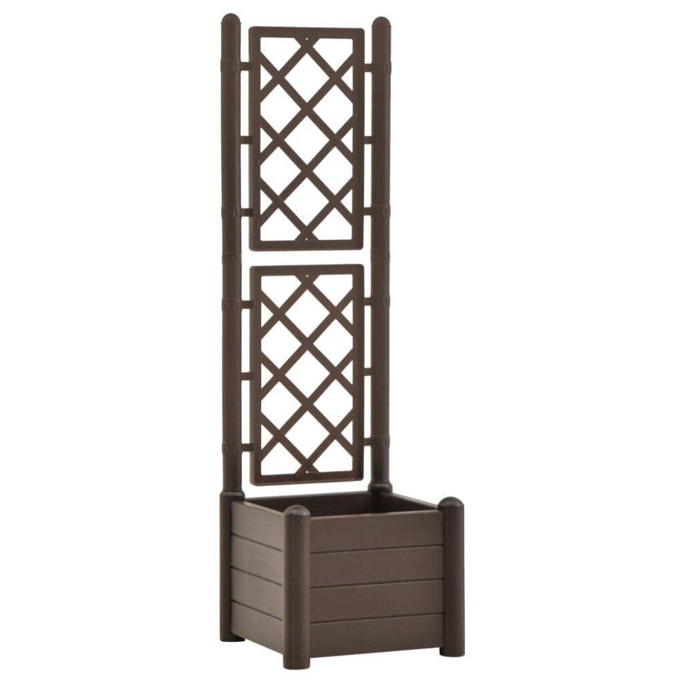 vidaXL Garden Planter with Trellis PP Mocha Raised Bed Flower Box Plant Pot