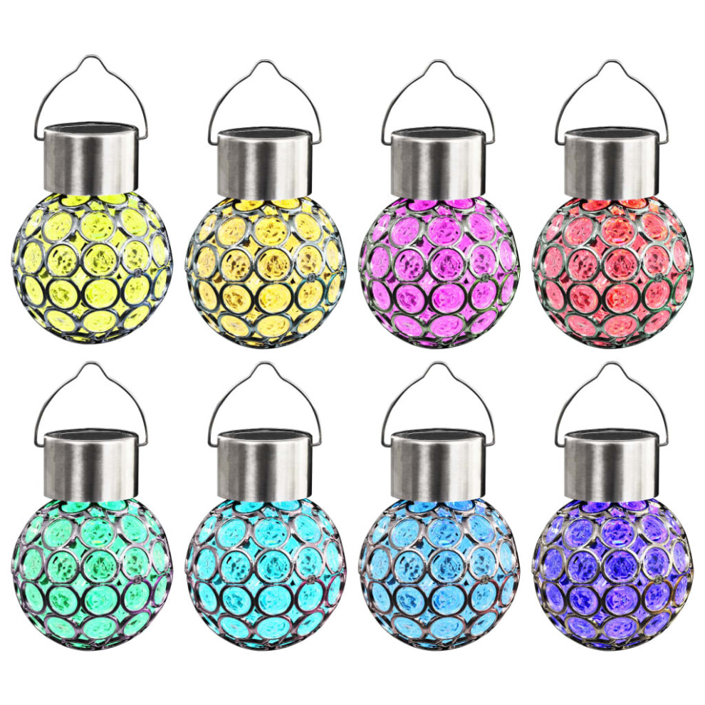 vidaXL 8x Hanging Solar Lamps LED Lights RGB Outdoor Garden Lighting Fixture