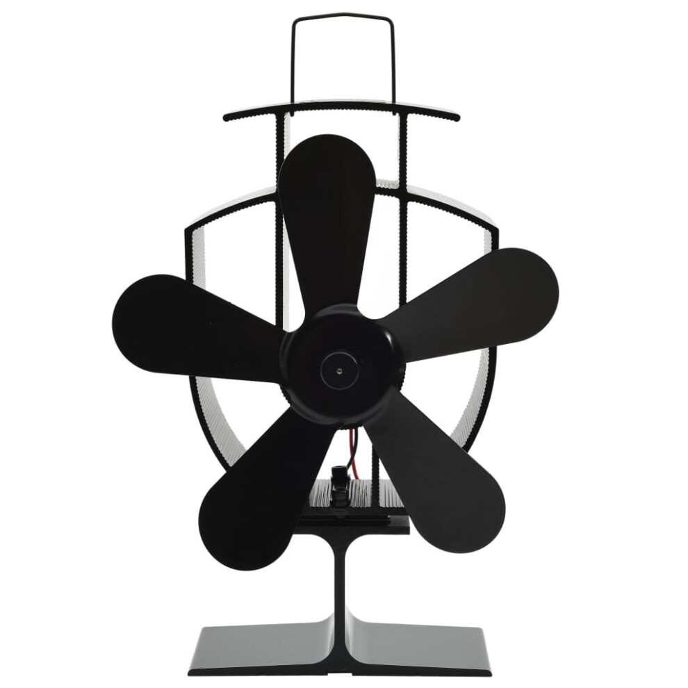 vidaXL Heat Powered Stove Fan 5 Blades Black Wood Log Burner Fireplace Fan